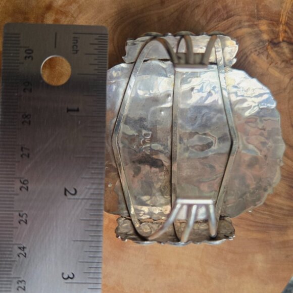 2 Large Sterling Silver & Turquoise cuff bracelets signed by DLW Navajo artist - Picture 14 of 16